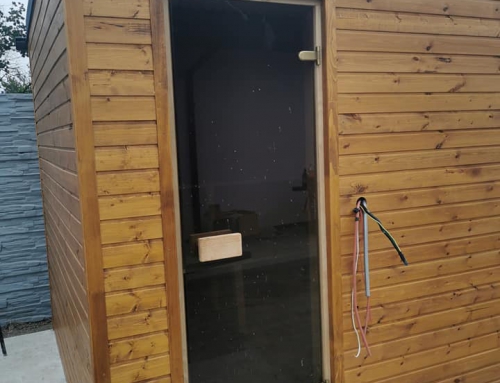 Exzteriérová fínska sauna 2,2×2,6m s externým riadením